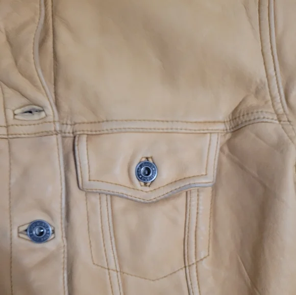 Spring 2026 Trend Vinatge GAP Tan Leather Jacket - Picture 14 of 16